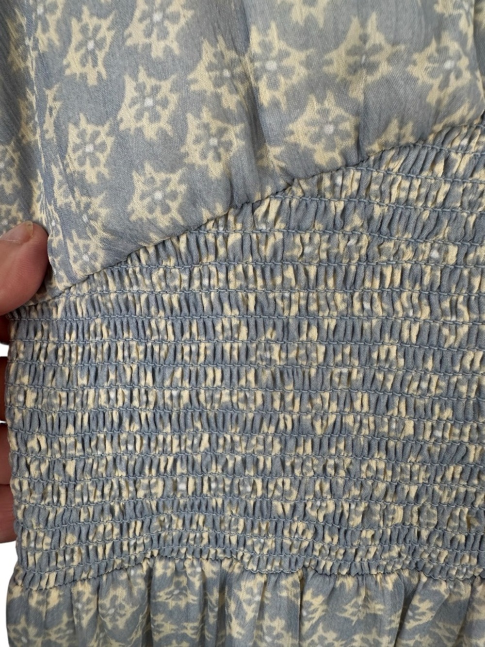 Patrons of Peace Smocked Maxi Dress M Boho Prairie New Romantic Long Sleeve - Picture 6 of 16